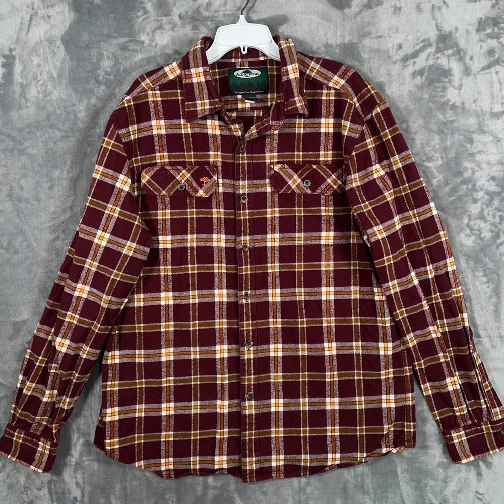 Arborwear Chagrin Flannel Shirt Mens XL Red Heavyweight Plaid Lumberjack Work‎